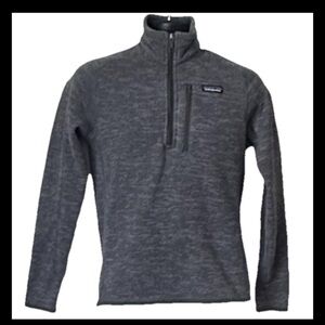 Patagonia Boys Half Zip Up Pullover Fleece Jacket XS Dark Gray Black Long Sleeve